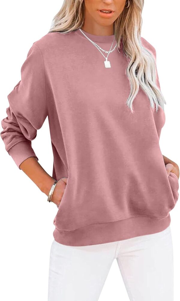 Women’s Casual Color Block Crewneck Sweatshirt – Loose Fit with Pockets - Image 24