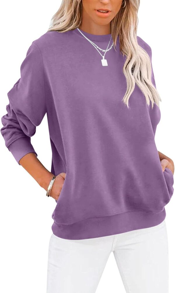 Women’s Casual Color Block Crewneck Sweatshirt – Loose Fit with Pockets - Image 14