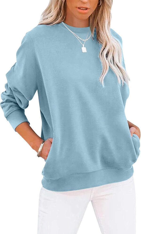 Women’s Casual Color Block Crewneck Sweatshirt – Loose Fit with Pockets - Image 16