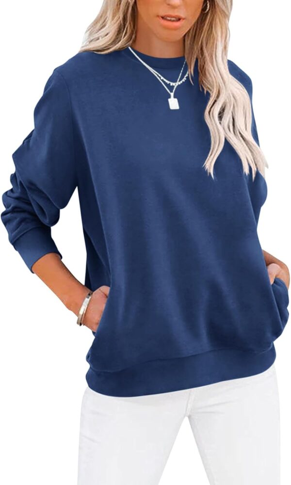 Women’s Casual Color Block Crewneck Sweatshirt – Loose Fit with Pockets - Image 28