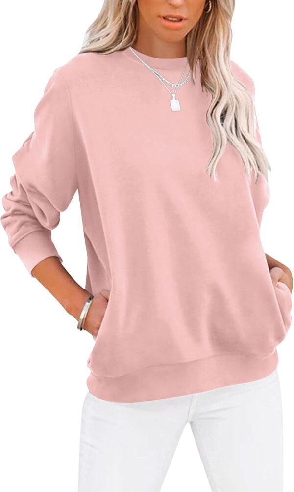 Women’s Casual Color Block Crewneck Sweatshirt – Loose Fit with Pockets - Image 10