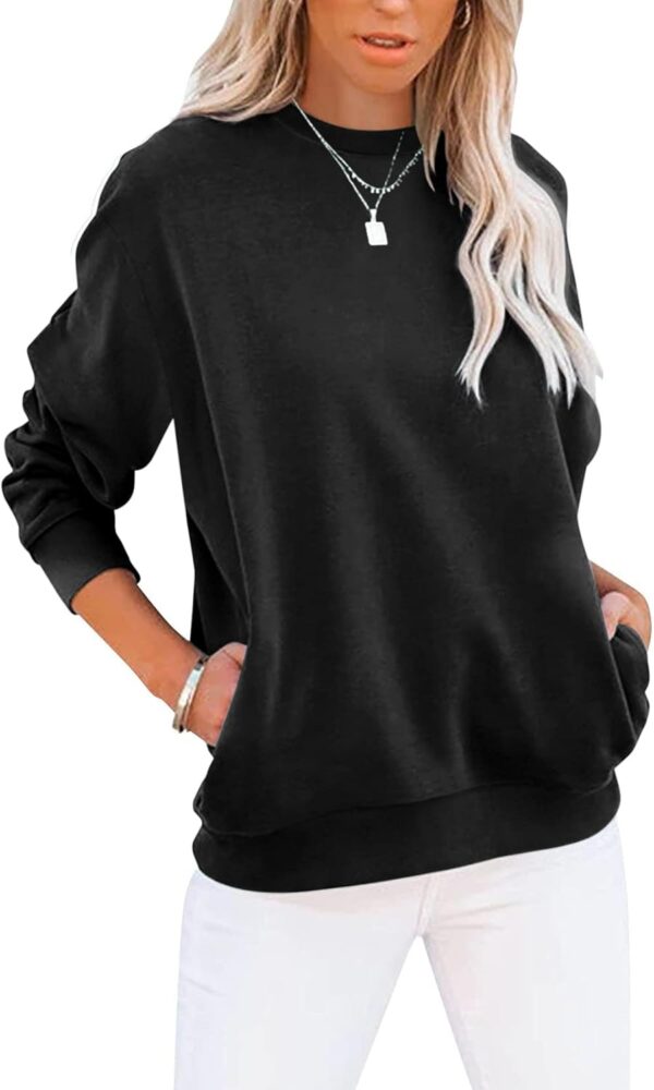 Women’s Casual Color Block Crewneck Sweatshirt – Loose Fit with Pockets - Image 5