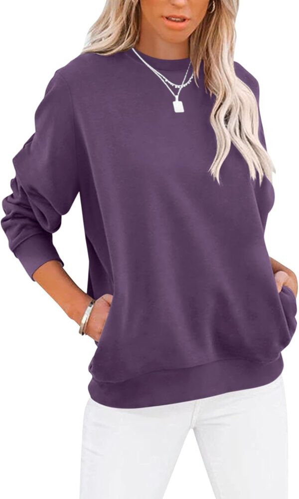 Women’s Casual Color Block Crewneck Sweatshirt – Loose Fit with Pockets - Image 23