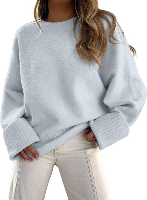 Oversized Fuzzy Knit Crewneck Sweater – Casual Fall Trend - Image 11