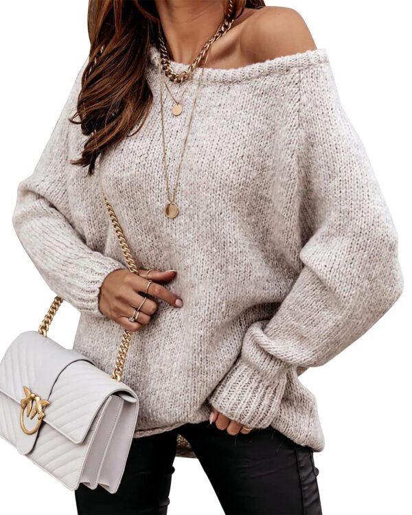 Women’s Ribbed Knit Oversized Pullover – Casual Fall Sweater