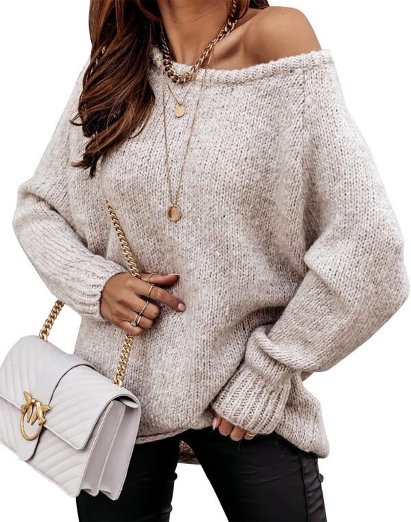 Women’s Ribbed Knit Oversized Pullover – Casual Fall Sweater - Image 2