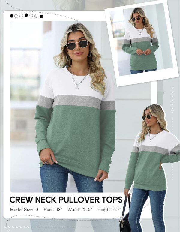 Women’s Casual Color Block Crewneck Sweatshirt – Loose Fit with Pockets - Image 31