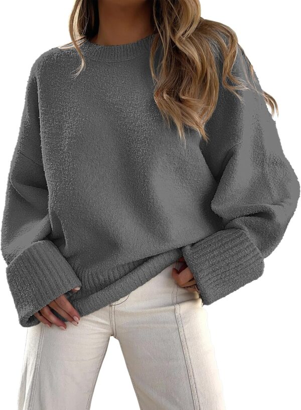 Oversized Fuzzy Knit Crewneck Sweater – Casual Fall Trend - Image 10