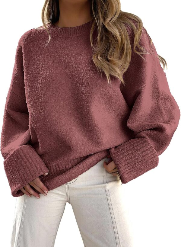 Oversized Fuzzy Knit Crewneck Sweater – Casual Fall Trend - Image 13