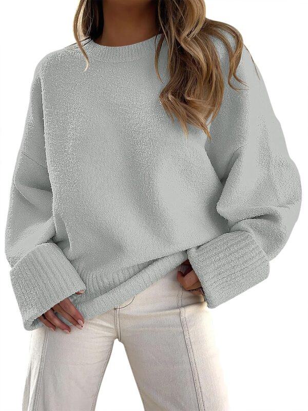 Oversized Fuzzy Knit Crewneck Sweater – Casual Fall Trend - Image 25