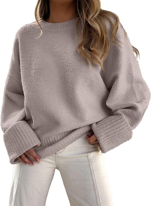 Oversized Fuzzy Knit Crewneck Sweater – Casual Fall Trend - Image 26