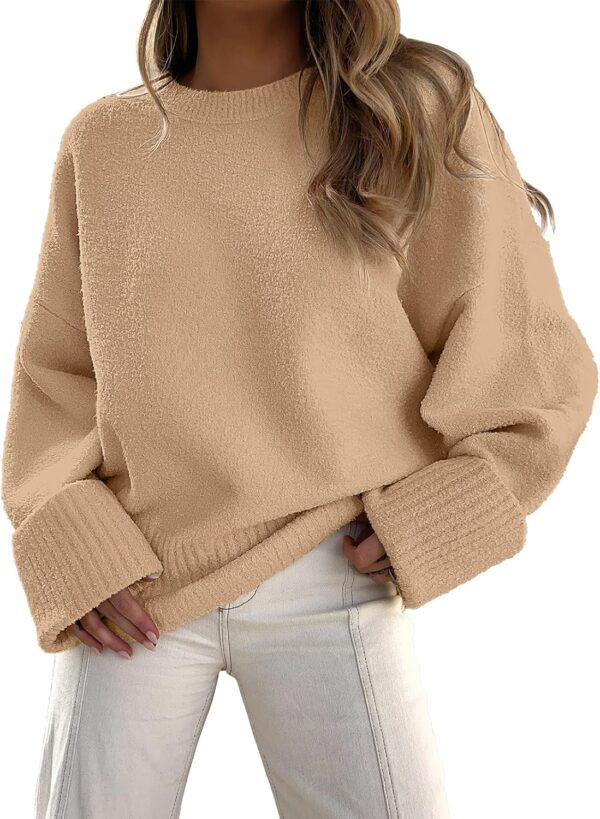 Oversized Fuzzy Knit Crewneck Sweater – Casual Fall Trend - Image 12