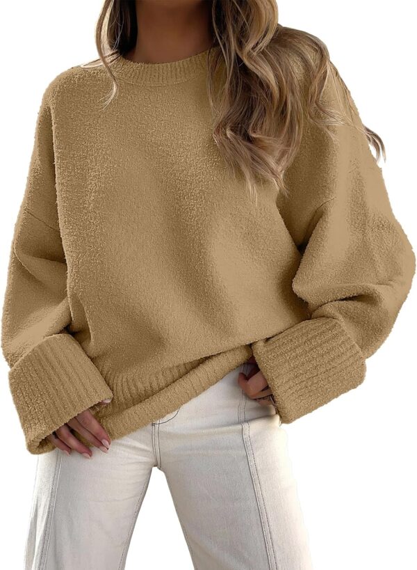 Oversized Fuzzy Knit Crewneck Sweater – Casual Fall Trend - Image 20