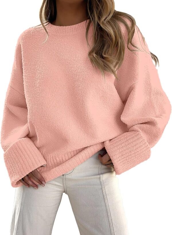 Oversized Fuzzy Knit Crewneck Sweater – Casual Fall Trend - Image 19