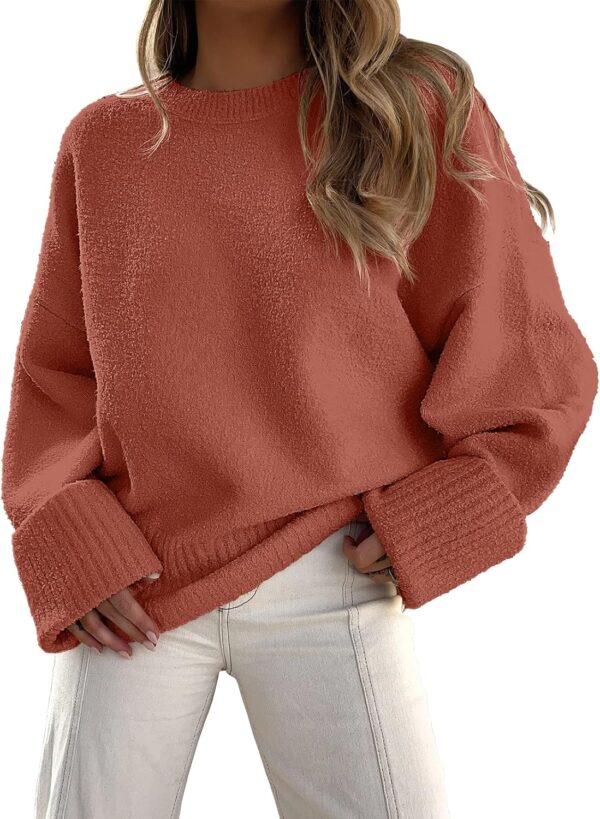 Oversized Fuzzy Knit Crewneck Sweater – Casual Fall Trend - Image 14