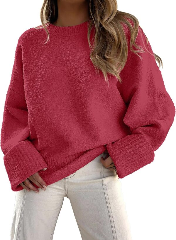 Oversized Fuzzy Knit Crewneck Sweater – Casual Fall Trend - Image 22