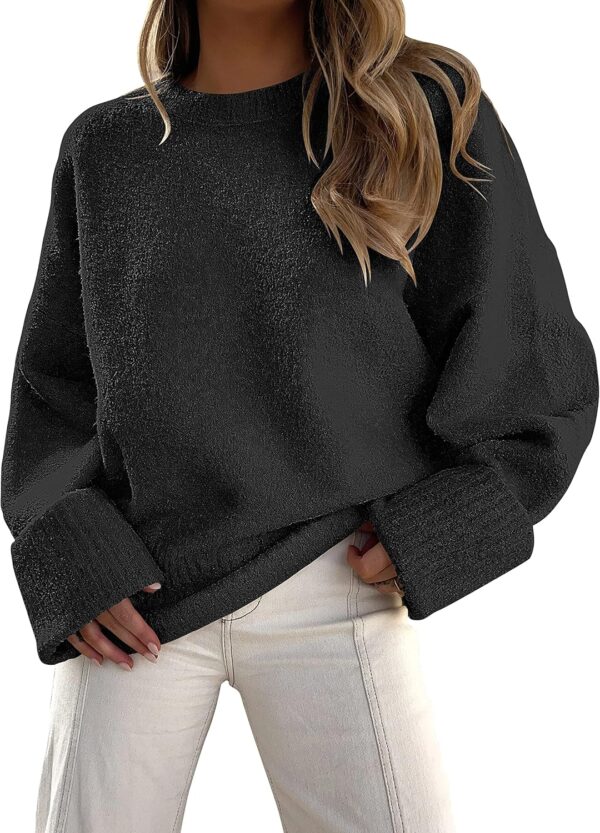 Oversized Fuzzy Knit Crewneck Sweater – Casual Fall Trend - Image 24