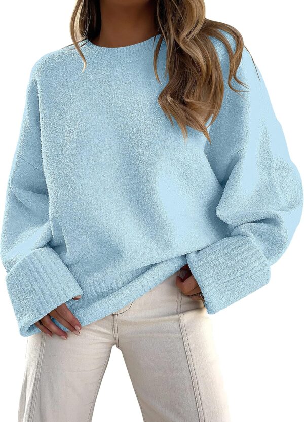 Oversized Fuzzy Knit Crewneck Sweater – Casual Fall Trend - Image 21